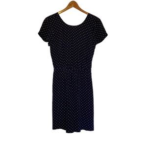 Madewell Cross Back Blue Silk Dress in Polka‎ Dots & Stars w/ Pockets Size 2